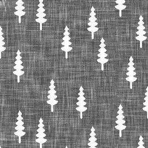 (large scale) trees on grey linen - C23