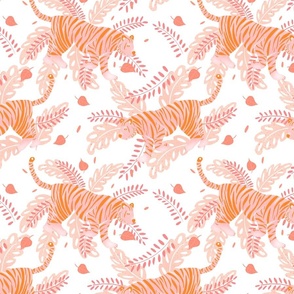 Tiger safari, peach, orange and white