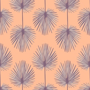 Coastal Palm Leaves Coral and Plum