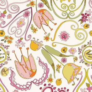 sweet floral pattern on cream background