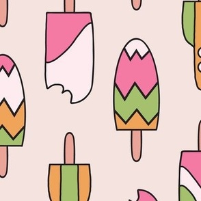 409 - large scale two directional  ice cream popsicles in mint, pistachio,, strawberry, chocolate and vanilla, rocket ships - for kids apparel, dresses, leggings, tops, nursery accessories and children’s wallpaper, duvet cover, birthday party tablecloth 