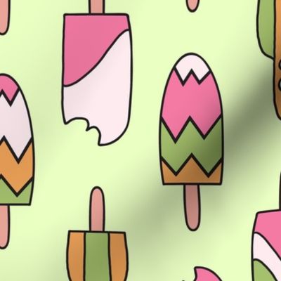 409 - large scale two directional  ice cream popsicles in mint, pistachio,, strawberry, chocolate and vanilla, rocket ships - for kids apparel, dresses, leggings, tops, nursery accessories and children’s wallpaper, duvet cover, birthday party tablecloth 