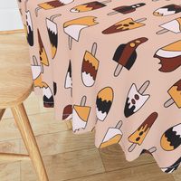 409 - Large scale two directional  ice cream popsicles in zesty orange, chocolate and vanilla, rocket ships - for kids autumn apparel, dresses, thanksgiving  leggings, tops, nursery accessories and children’s wallpaper, duvet cover, birthday party tablecl