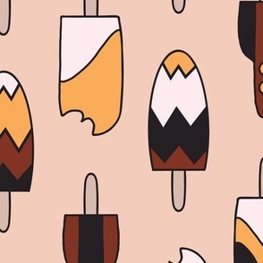 409 - Large scale two directional  ice cream popsicles in zesty orange, chocolate and vanilla, rocket ships - for kids autumn apparel, dresses, thanksgiving  leggings, tops, nursery accessories and children’s wallpaper, duvet cover, birthday party tablecl