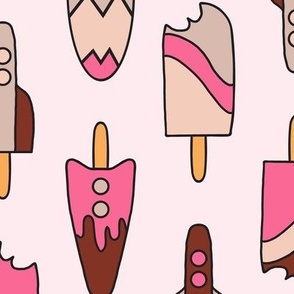 409 - large scale two directional  ice cream popsicles in strawberry, chocolate and vanilla, rocket ships - for kids apparel, dresses, leggings, tops, nursery accessories and children’s wallpaper, duvet cover, birthday party tablecloth 