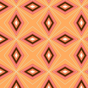 Orange lines and diamonds art deco pattern