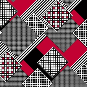 Red black white trendy patchwork