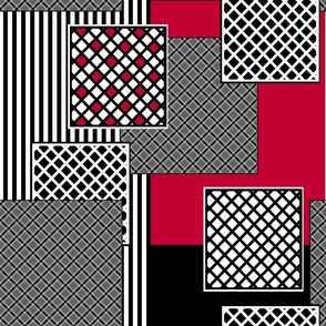 Red black white trendy patchwork