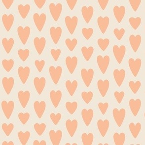 Peach Hearts on Cream - 1  inch