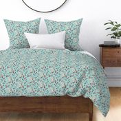 Chinoiserie Style Trailing Floral with Birds on Mountain Green 11 in