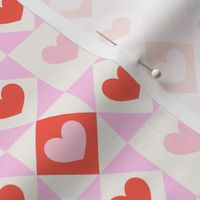 Hearts Checkerboard - pink and red Small