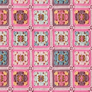 Vintage Pink Crochet Granny Squares