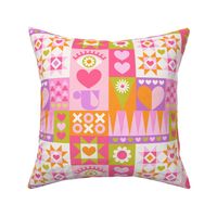 I Love You Quilt Multi Graphic Pink & Orange