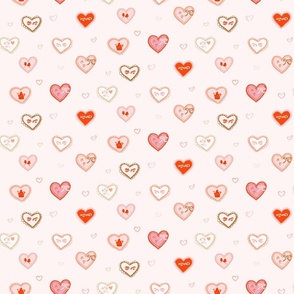 [M] Embroidery Chocolate Hearts - Romantic pink  #P230832