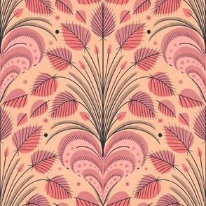 peach fuzz pantone 2024 | 1920's style wallpaper | Art deco | Art nouveau | Botanical | Home decor