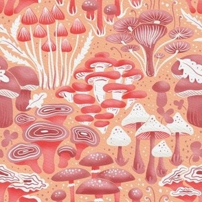 peach fuzz mushrooms -  woodland collection | nursery decor, kids apparel, wallpaper