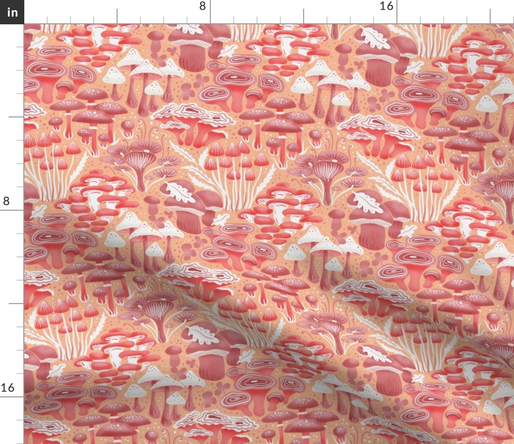 peach fuzz mushrooms -  woodland collection | nursery decor, kids apparel, wallpaper