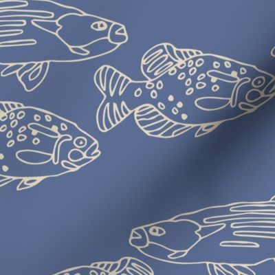 Lake Life Fish | Muslin on Blue Nova | Med Scale