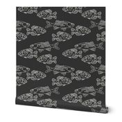 Lake Life Fish | White on Black Neutral | Med Scale | menswear