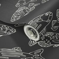 Lake Life Fish | White on Black Neutral | Med Scale | menswear