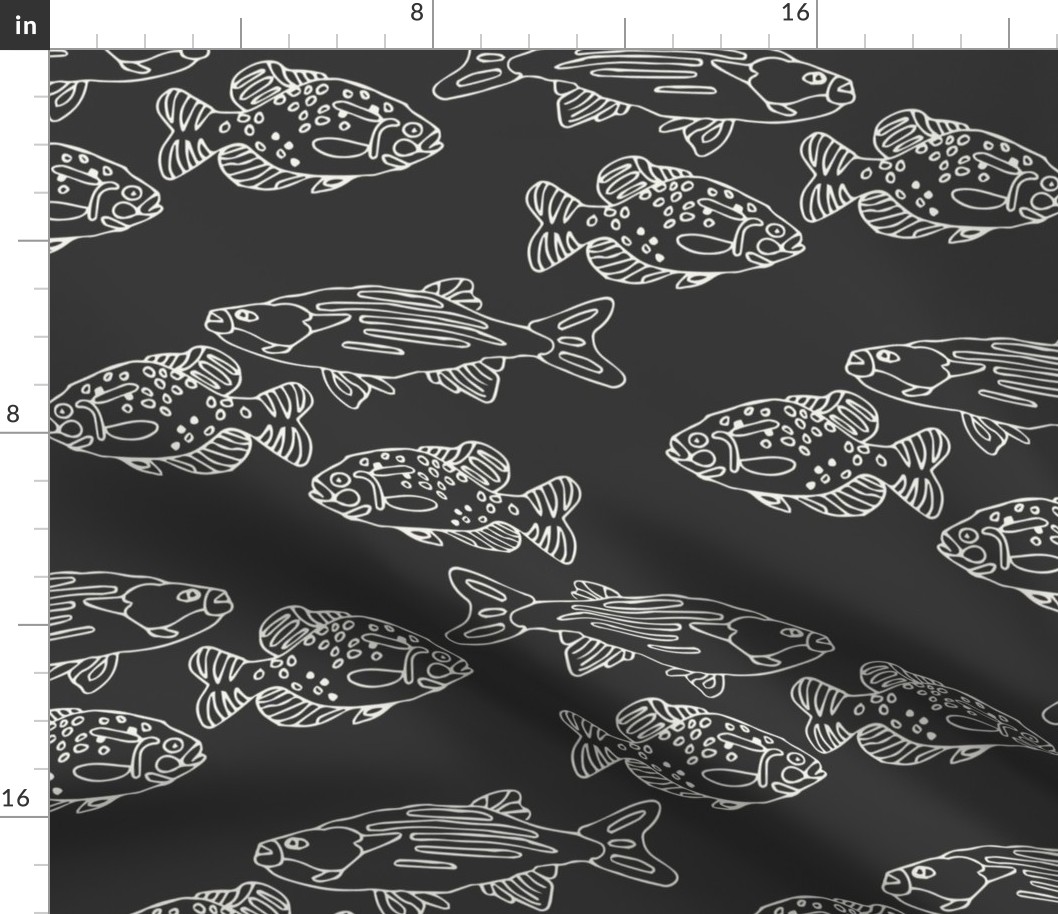 Lake Life Fish | White on Black Neutral | Med Scale | menswear