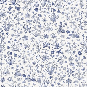 Mille-fleurs. Blue and white