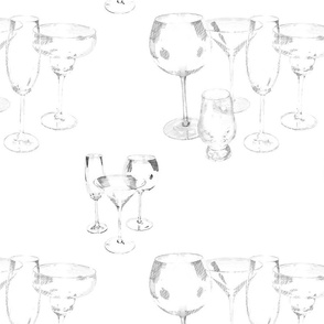 Assorted Glassware repeating pattern black on white