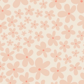 (L) Peach Fuzz Blender - Ditsy Daisies Peach Flowers on a Cream Background