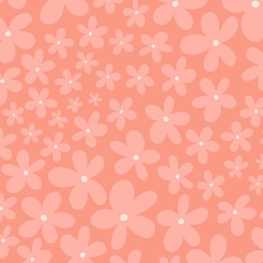 (L) Peach Fuzz Blender - Ditsy Daisies Peach Flowers on a Pink Background