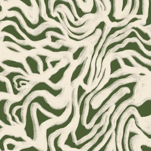 Acrylics Abstract Minimal Marble lines in white and green - BIG size 