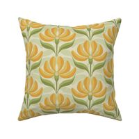 Retro Geometric Floral Lemon Yellow and Lime Green Small