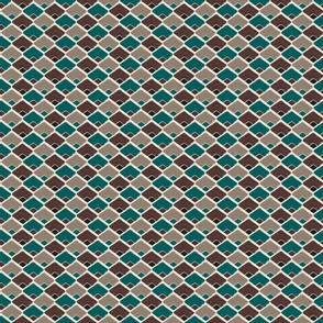 (S) horizontal rhombus in emerald green and brown with texture on beige