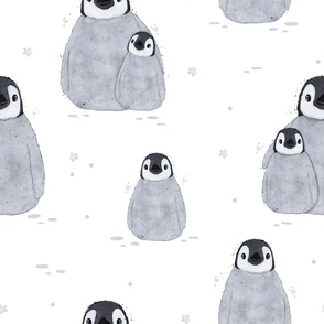 Penguins Watercolor- Kids Print-Large