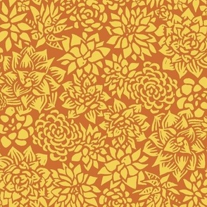 Block Print Succulents - Gold