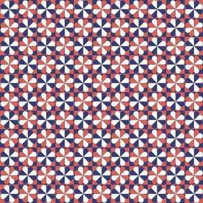 Navy blue and Coral Geometric Flower Tiles