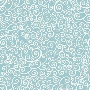 Smaller Dainty Flourish Natural Ivory on Baby Blue