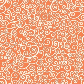 Bigger Dainty Flourish Natural Ivory on Orange Spice