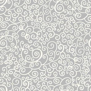 Bigger Dainty Flourish Natural Ivory on Cloud Grey