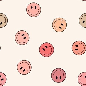Small Smiley Face in peach pink coral beige y2k fun happy positive vibes