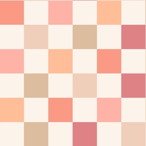 jumbo checkerboard in warm colors peach coral pink beige xl