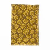 1960s Retro Daisy Blooms in Golden Yellow and Light Brown