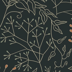 Twigs and Leaves - Navy/Orange