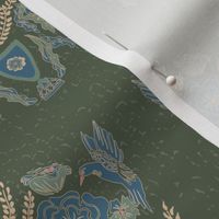 birds and flowers as wallpaper or fabric