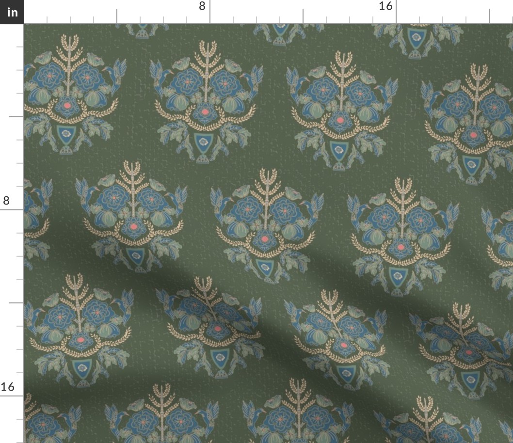 birds and flowers as wallpaper or fabric