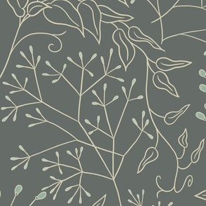 Twigs and Leaves - Gray/Blue