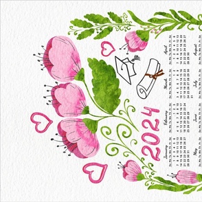 2024 Calendar Graduation Class  Pink Flowers