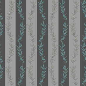 green and gray with teal leaf stripe