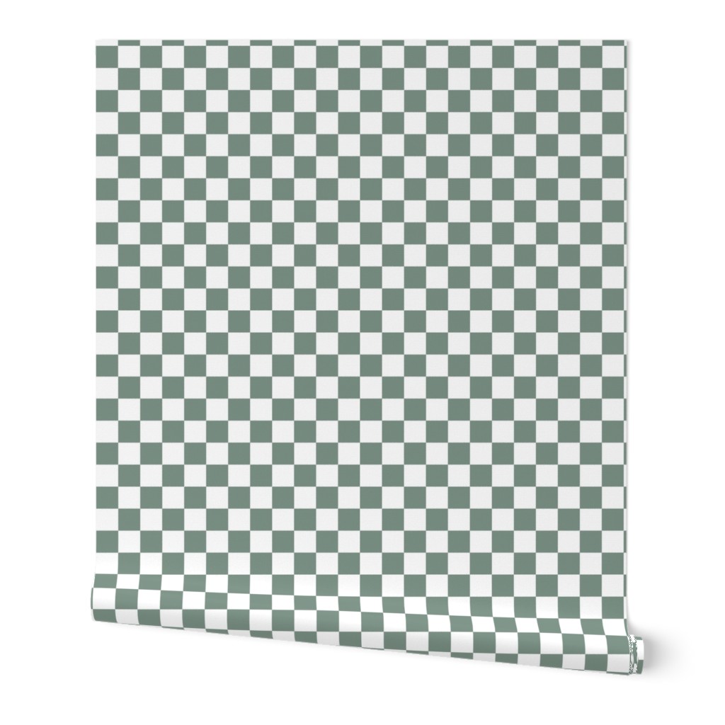 Bigger Cheerful Checkers in Soft Pine Green