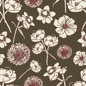 simple cream flower with brown background
