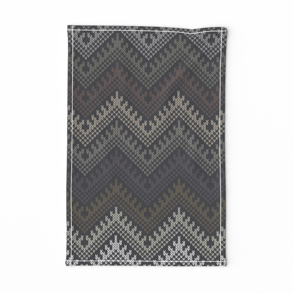 Knit Kilim Chevron Armadillo Gray Large